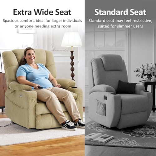 MCombo Large Triple Motor Power Lift Recliner Chair with Massage and Dual Heating, Grey D316