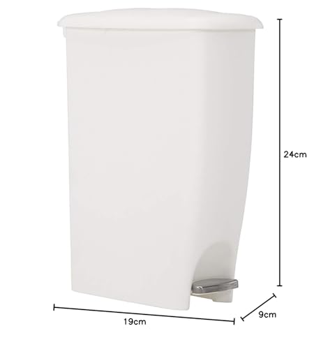 Rubbermaid Step On Lid Slim Plastic Trash Can, 11.3 Gallon, White O8305