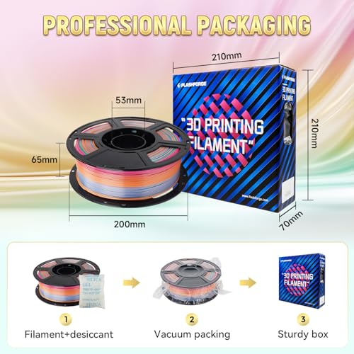 FLASHFORGE Silk PLA 3D Printer Filament 1.75mm 1KG, Multicolored Gradient V83097