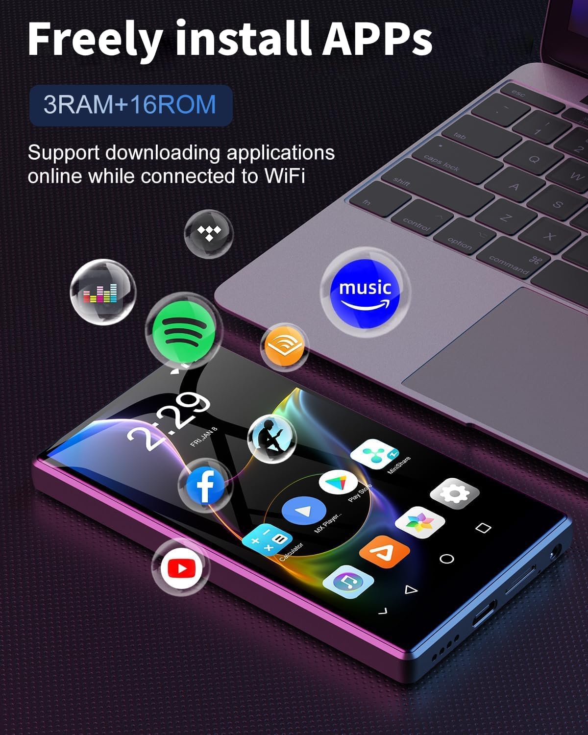 80GB Bluetooth WiFi MP3 Player with 4.7" Touchscreen W375