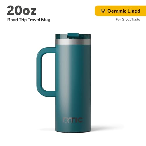 RTIC 20oz Road Trip Travel Mug with Lid and Handle, Insulated Stainless Steel P393441