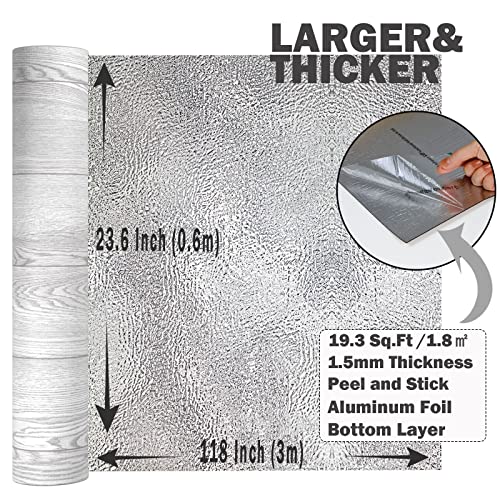 Oxdigi Peel and Stick Vinyl Flooring Roll 23"x393" Waterproof Wood Plank U1250