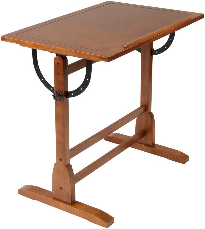 Studio Designs Vintage Wood Drafting Table with Adjustable Top, Rustic Oak S220