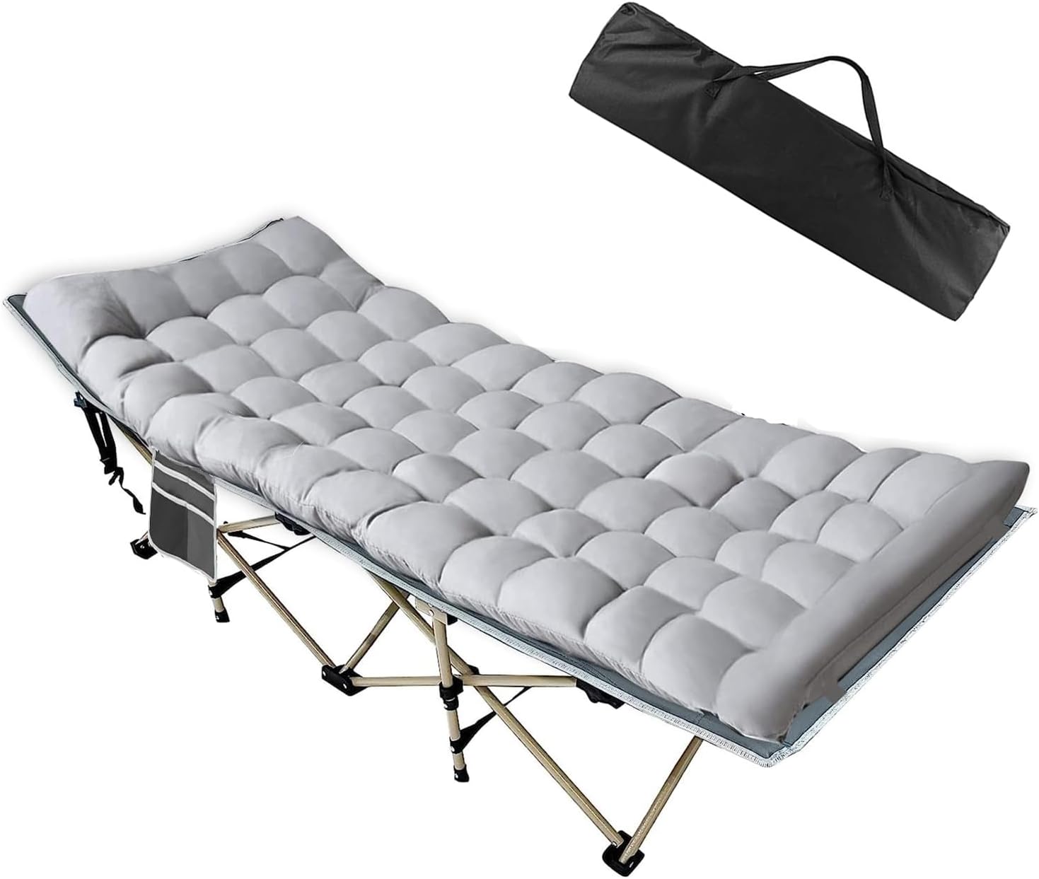 Camping Cot with Mattress, Carry Bag, Cots for Sleeping,Camping Bed Folding Cot for Office Home Outdoor Travel
