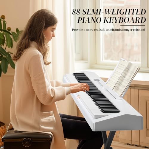 Ktaxon Weighted Keyboard Piano 88 Keys Digital Piano with Stand, Bag, Pedal, Headphones and MIDI Bluetooth M8426