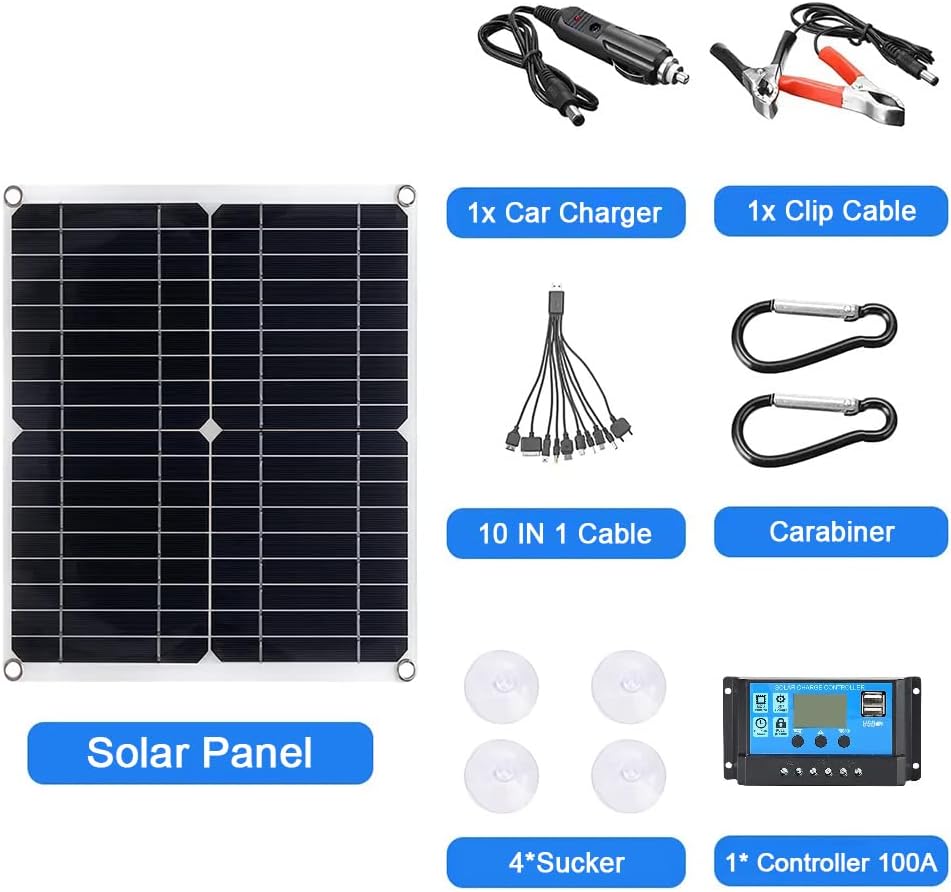 200 Watt Solar Panel Kit 12V with 100A Charge Controller for RV Boat Home E472