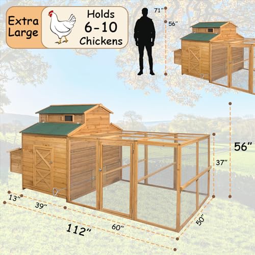 Large Chicken Coop for 6-10 Chickens with Run & Nesting Box S5640