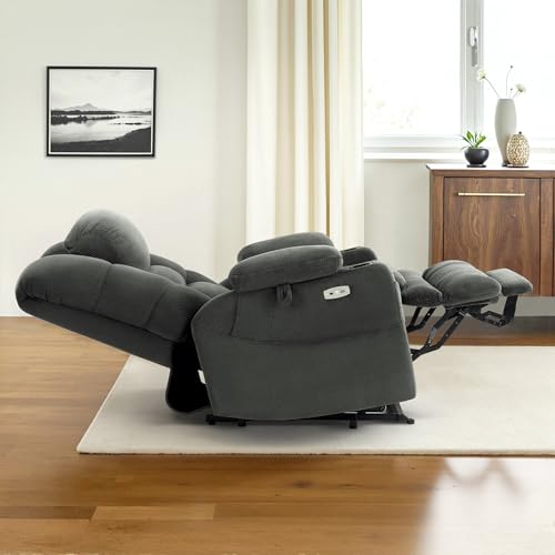 MCombo Large Triple Motor Power Lift Recliner Chair with Massage and Dual Heating, Grey D316