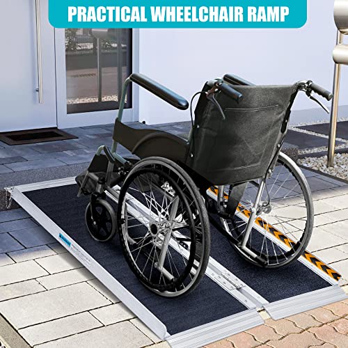 Portable Wheelchair Ramp 6FT Non-Slip Aluminum Folding Ramp for Home Steps I310