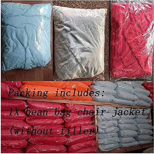 7ft Soft Fluffy Giant Fur Bean Bag Chair Cover for Adult, Round Lazy Sofa Bed Cover, Color C E82828
