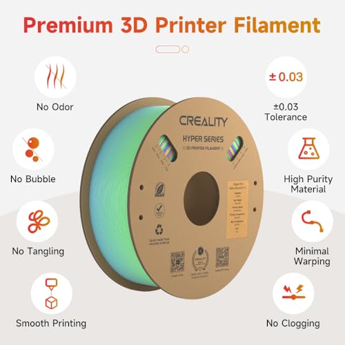 Creality PLA Plus Filament 1.75mm Rainbow Multicolor 1KG Spool O376011
