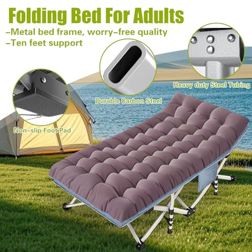XXL Camping Cot for Adults with Mattress Heavy Duty Folding Bed with Carry Bag H5280