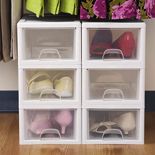 Sterilite 4-Pack 27 Quart Stacking Drawer, Clear Storage Organizer with White Frame M965
