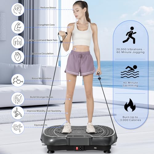 Vibration Plate Exercise Machine with Bluetooth Speaker, 450 lbs Capacity O459