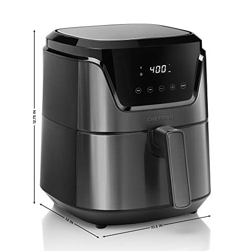CHEFMAN 6 Quart Dual Basket Air Fryer Oven with Easy View Windows, Black G2845