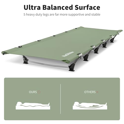 Naturehike GreenWild Ultralight Folding Camping Cot, Portable Bed for Adults, Black E2550