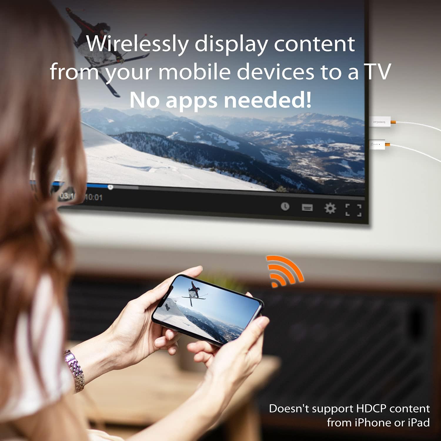 j5create ScreenCast HDMI Wireless Display Adapter Receiver for Phone, Tablet, Laptop to HDTV (JVAW56) W6323