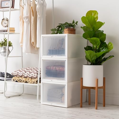 IRIS USA 17 Qt Plastic Drawer Storage Organizer, 4-Pack, White T2447