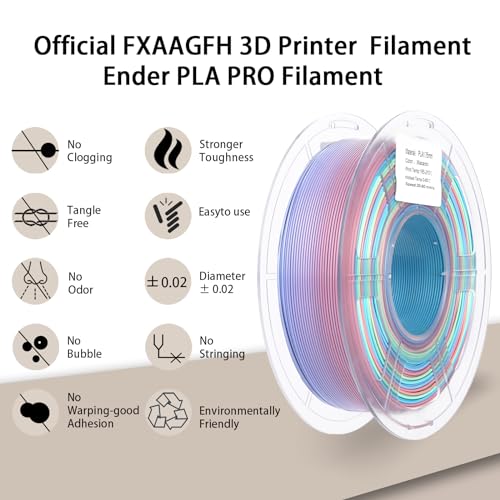 Rainbow 3D PLA Printer Filament 1.75mm Matte, 1kg P386477