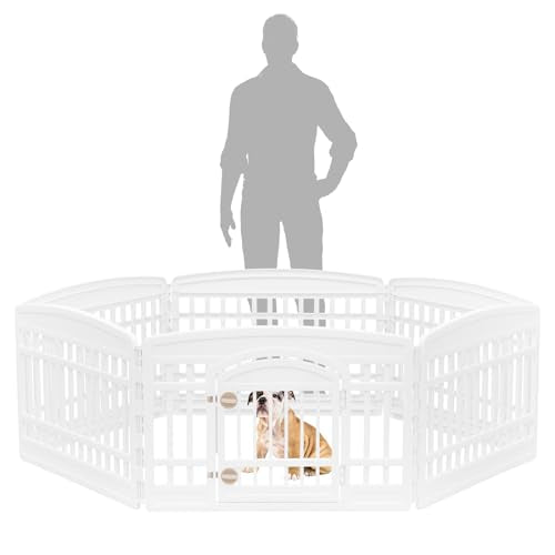 IRIS USA 34" 8-Panel Dog Playpen with Door, Black N326