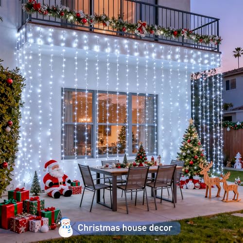 JMEXSUSS 300 LED Remote Control Christmas Curtain Lights, Warm White V64841