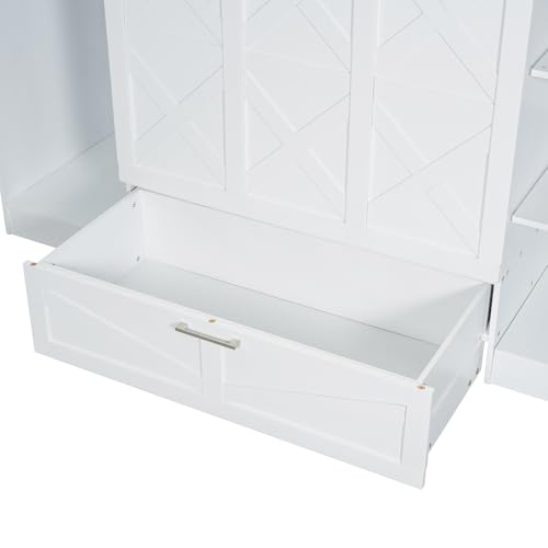 Ball & Cast Murphy Bed Queen Size Wall Chest with Charging Station and Storage Drawer, Gray J8503
