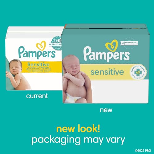 Pampers Sensitive Baby Wipes, Water Based, Unscented, 16 Flip-Top Packs U436761