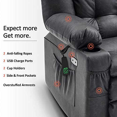 MCombo Dual Motor Power Lift Recliner Chair for Elderly with Heat and Massage, Black E570141