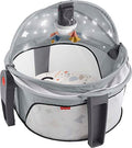Fisher-Price Portable Baby Bassinet Deluxe On-The-Go Projection Dome, Travel Play Space for Newborns with Lights Music & Canopy, Cool Hues