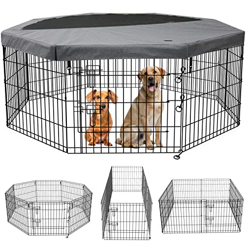 PETIME Foldable Metal Dog Exercise Pen 8 Panel with Bottom Pad C444