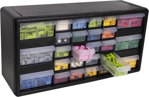 Akro-Mils 24-Drawer Plastic Storage Cabinet, Black I624065