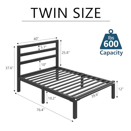 Full Size Heavy Duty Metal Platform Bed Frame with Under Bed Storage, Black R9813