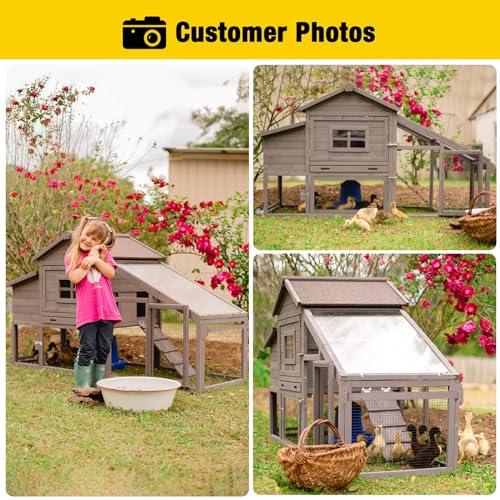 Aivituvin Chicken Coop Outdoor with Wheels, Wooden Hen House with Run T61910
