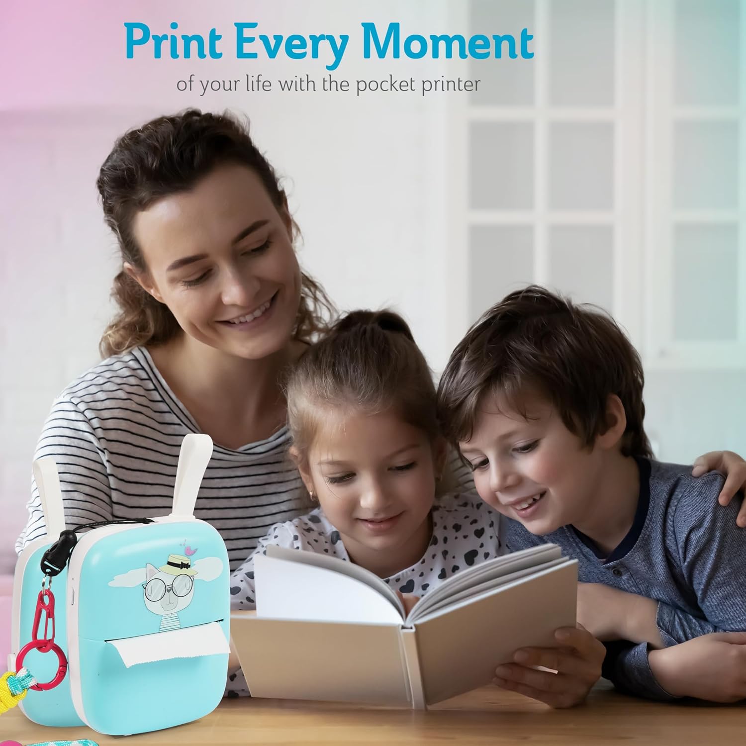 Portable Sticker Printer - Bluetooth Thermal Photo Printer (Blue) T77696