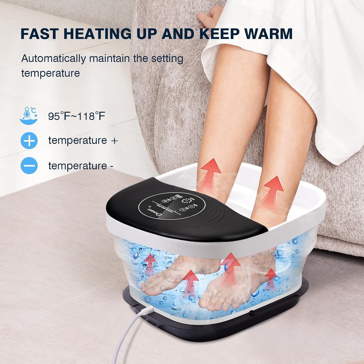 Foot Spa Massager with Heat, Bubbles and Touch Screen T787