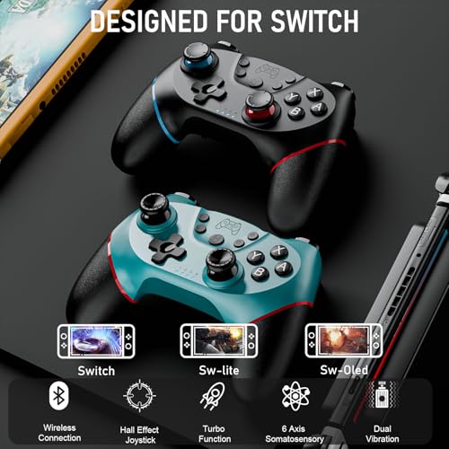 Diswoe Wireless Pro Controller 2 Pack for Switch 2/Lite/OLED, PC & Android T8435
