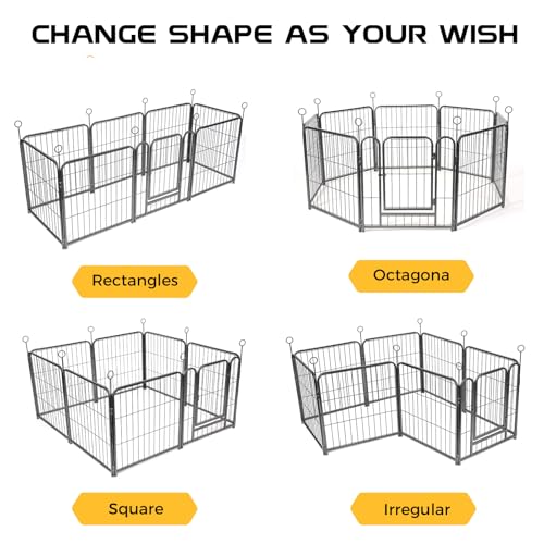 Lekesky 24 Inch 8 Panel Dog Playpen with Bottom Mat, Black E956
