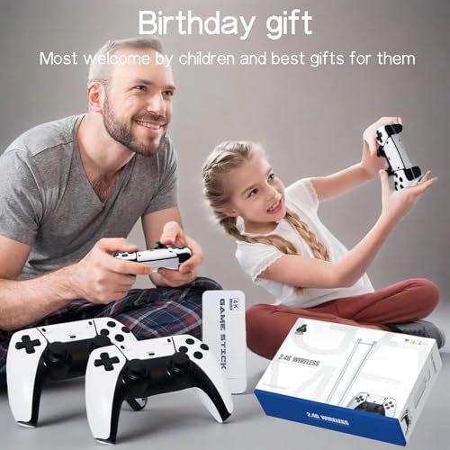 Retro Game Console with 20000+ Built-in Games, HDMI Output, Dual Controllers (White-Grey) R4696