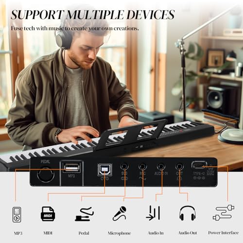 Ktaxon Weighted Keyboard Piano 88 Keys Digital Piano with Stand, Bag, Pedal, Headphones and MIDI Bluetooth M8426