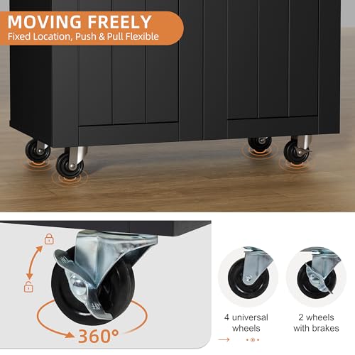 Shintenchi Kitchen Island Cart with Storage on Wheels, White V99091