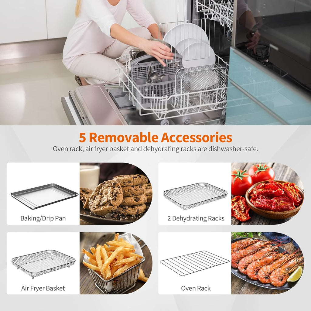 COSTWAY Air Fryer Toaster Oven, 21 QT Combo with 8 Preset Functions, Silver A381788