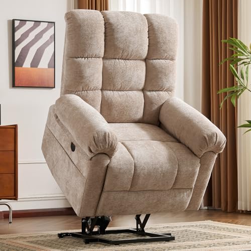 Oversized Power Lift Recliner Chair with Massage and Heat for Elderly, Beige R7985