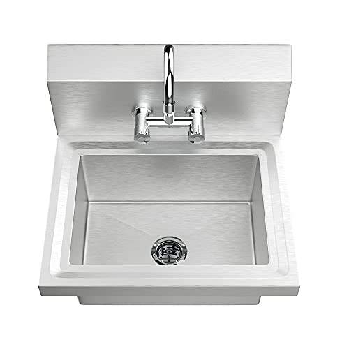 Bonnlo Commercial Hand Wash Sink Stainless Steel Wall Mount Utility Sink with Faucet D46892