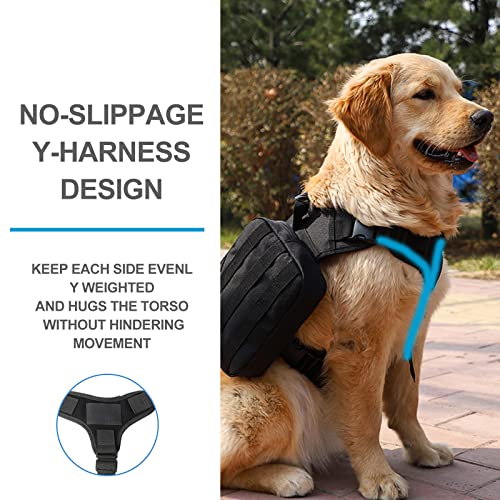 BYGD Dog Saddle Backpack Lightweight Detachable Hiking Waterproof for Large Dogs T13845