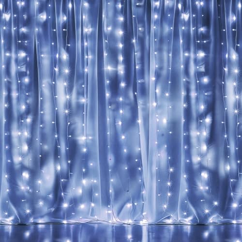Dazzle Bright 300 LED Curtain Lights, Warm White, Plug in for Bedroom & Outdoor Decor X62406