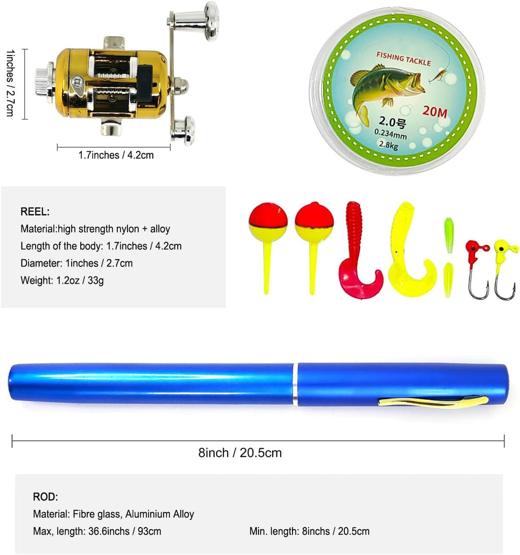 Portable Pocket Telescopic 38inch Mini Pen Fishing Rod and Reel Combo S3216