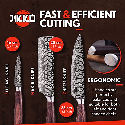 Jikko 67 Layers Carbon Steel Japanese Knife Set with Wood Handles, 6 Pieces L7977