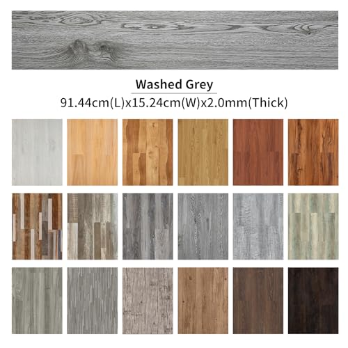 Self Adhesive Vinyl Flooring Planks Wood Effect Waterproof Grey 36pcs U963416