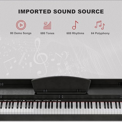 UMOMO 88 Weighted Key Digital Piano with Bench, Hammer Action, Black W36770