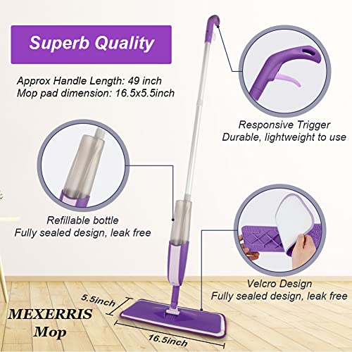 MEXERRIS Spray Mop for Hardwood Floors with 5X Washable Pads S732